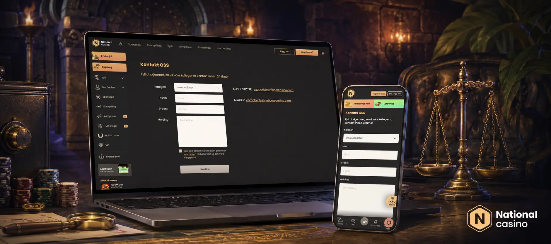 Slik logger du inn hos National Casino